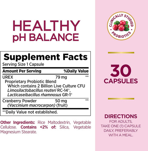 Nature's Bounty Optimal Solutions Healthy pH Balance, Probiotics for Vaginal Health and pH balance, 30 Capsules