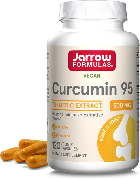 Jarrow Formulas Curcumin 95 500 mg, Turmeric Curcumin Extract for Antioxidant Support, 120 Veggie Capsules