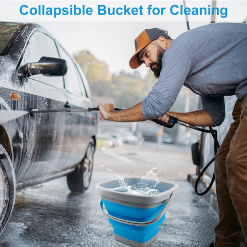 Collapsible Mop Bucket and Ice Bucket - 5L (1.3 Gallon) Portable Silicone Dust Mops Bucket for Household Cleaning
