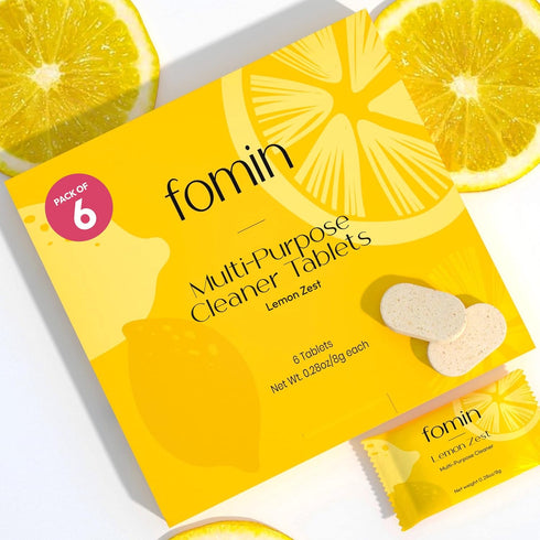 FOMIN Multi Surface Cleaner Refill Tablets, 6 Pack Lemon Zest, All Purpose Cleaner for Household & Kitchen
