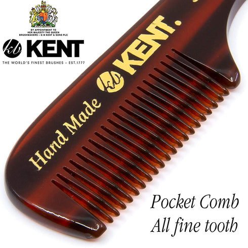Kent 83T Small Gentleman's Beard and Mustache Pocket Comb - Fine Toothed Travel Size for Grooming