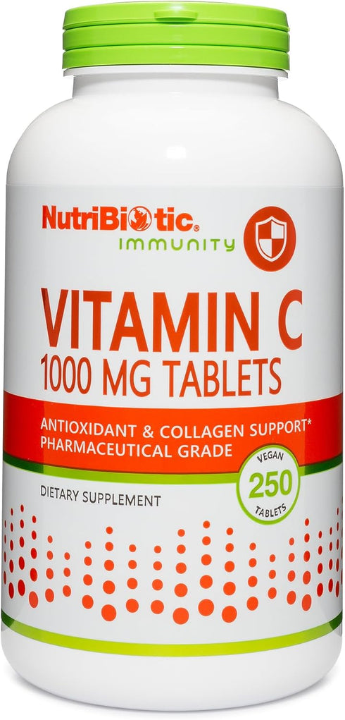 NutriBiotic Vitamin C 1000 Mg, 250 Count Tablets, Immune & Antioxidant Support Supplement