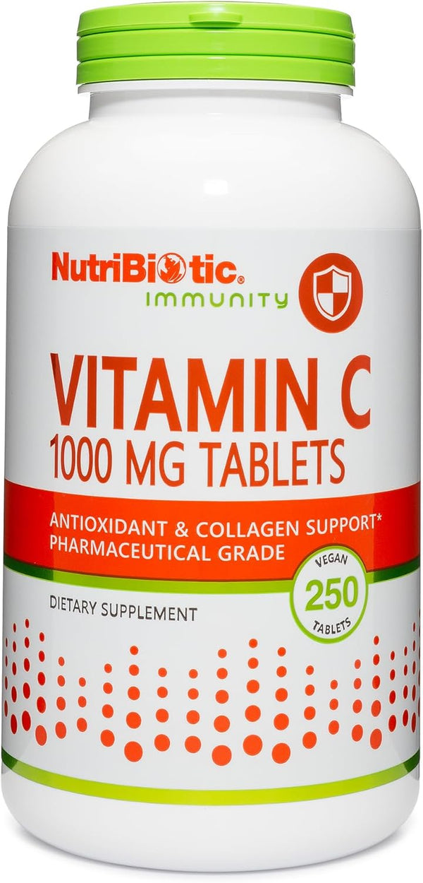 NutriBiotic Vitamin C 1000 Mg, 250 Count Tablets, Immune & Antioxidant Support Supplement