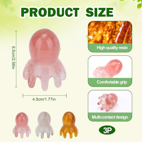Paidiem 3 Pcs Octopus Head Massage Comb Stress Relief Point Massage Comb Head Massage Tools Pink Acupressure Massager