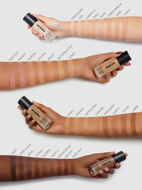 SHEGLAM Full Coverage Foundation Makeup - Long Lasting Waterproof Matte Liquid Foundation (Golden)
