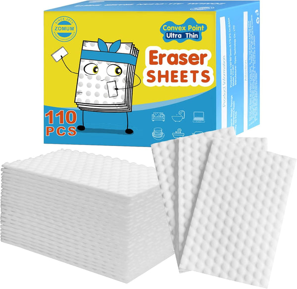110 PCS Upgrade Convex Point Magic Sponge Eraser Sheets, Disposable Portable Cleaning Wipes for Kitchenware and Bathroom