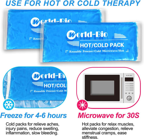 Gel Soft Flexible Ice Packs for Injuries, Reusable 2 Pack - 12" X 4.7" Cold Compress for Pain Relief
