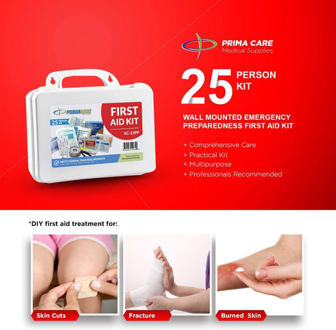 KC-25PP 25 157 10x7x3 inches Primacare Person Compact First Aid Kit with Pieces Emergency Medical Supplies, Portable