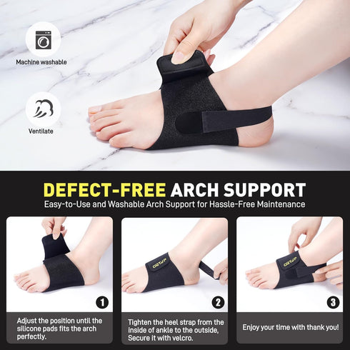 Arch Support Inserts for Plantar Fasciitis Relief, Adjustable Bands with Built-in Orthotics, Foot Arch Support with Gel