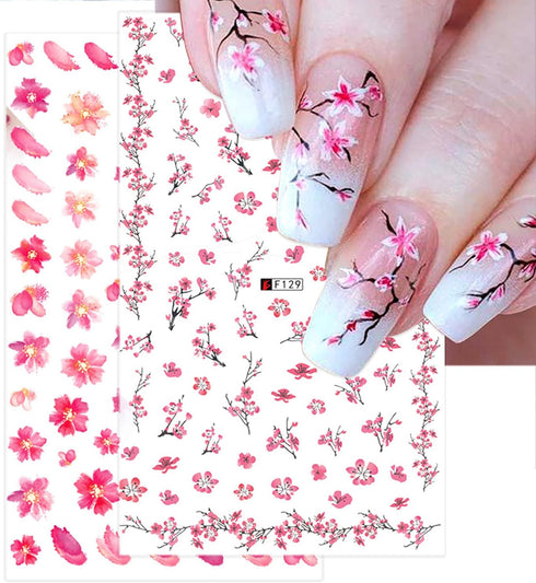 3D Pink Cherry Blossom Nail Art Stickers, Self-Adhesive Floral Designs, Spring Nail Art Supplies for Women