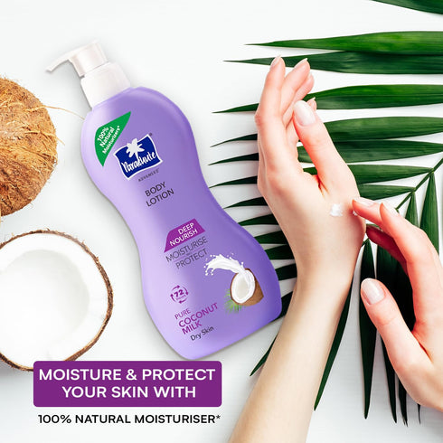 Parachute Advansed Deep Nourish Body Lotion, 100% Natural with Pure Coconut Milk, 13.5 Fl. oz, 72h Moisturization for