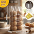 LemonSecret 100 Pack Packaging (8" 4" 18") Bread Loaf Bags for Homemade Bread with Ties Large Clear Plastic Bakery Bags