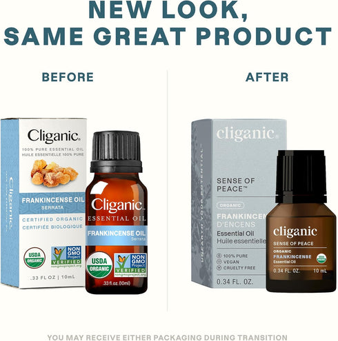 Cliganic Organic Frankincense Essential Oil - 100% Pure Natural Undiluted for Aromatherapy, Non-GMO Verified