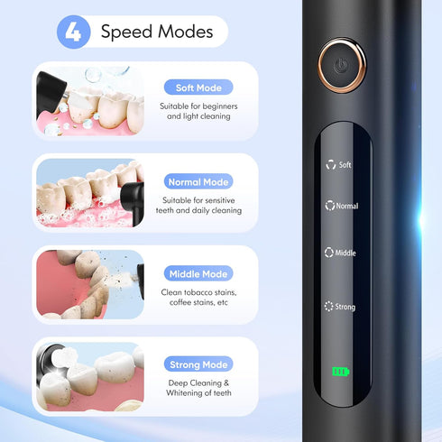 Tooth Polisher, Rechargeable Electric Whitening Kit for Daily Teeth Whitening and Cleaning, 3 Polish Pastes, 5 Brush