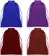 Qulkws 4 Pack Velvet Drawstring Pouches Soft Velvets Bags with Drawstrings Small Drawstring