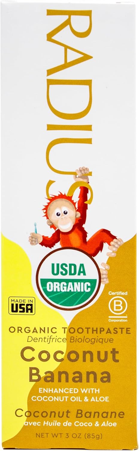 Radius USDA Kids Organic Toothpaste, Coconut Banana, 3 oz (1-Pack)