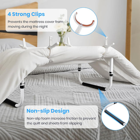 Yaofafa 20-29 Inch 4 Blanket Lifter for Feet - Blanket Lifters for Foot of Bed, Adjustable Height with Non-Slip Clips
