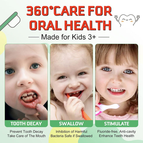 Pegciz 3 Foam Toothpaste Kids, Toddler Foam Toothpaste with Low Fluoride for U Shaped Toothbrush, Foaming Toothpaste