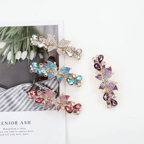 inSowni 4 Pack Luxury Glitter Hair Barrettes - Sparkly Jeweled Gems Crystal Rhinestone Butterfly Clips