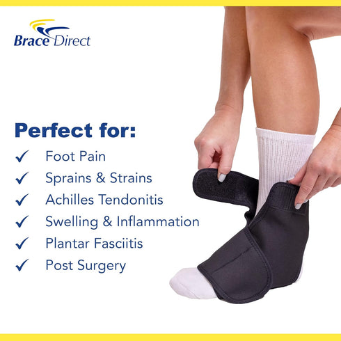 Ankle & Foot Reusable Gel Ice Pack Cold Wrap by Brace Direct - Pain Relief for Achilles Tendinitis, Sprains & Injury