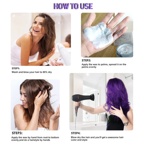 Purple Hair Styling Wax - SOVONCARE Instant Hairstyle Cream, Unisex Hair Pomade for Party Cosplay