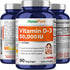 NusaPure Vitamin D3 50,000 IU, 90 Veggie Capsules, Non-GMO, Vegan.