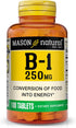 MASON NATURAL Vitamin B1 Thiamine 250 mg, 100 Day Supply Dietary Supplement, Easy to Swallow Tablets