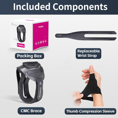 Mekiley CMC CMC Thumb Support Brace - with Firm Supportive Wrist Strap, Dual Density Thumb Brace Stabilizes Joint, Pain