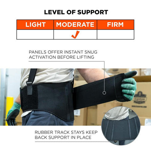 Ergodyne ProFlex 1600 Back Support Brace, Medium, Black, 9" Extended Support