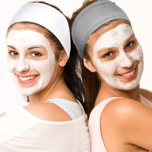 Whaline Spa Facial Headband, Terry Cloth Adjustable Towel for Face Washing, Shower, 3 Pieces (White, Black, Gray)