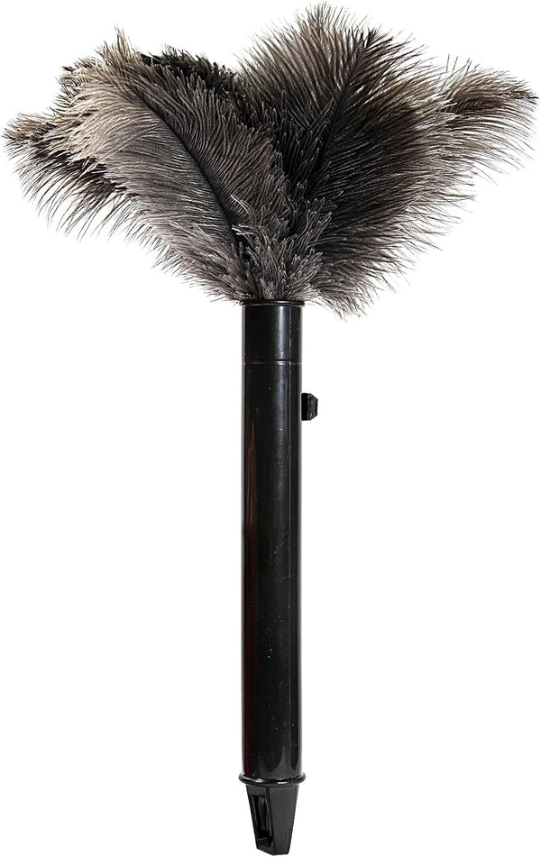 Retractable Ostrich Feather Duster, Fluffy Natural Cleaning Duster with Eco-Friendly Handle (15 inch)