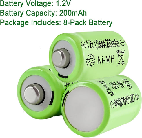 1.2V 1/3 AAA 200mAh NiMH Rechargeable Batteries for Solar Art Light, Headlamp, Toys, Gas Cooker