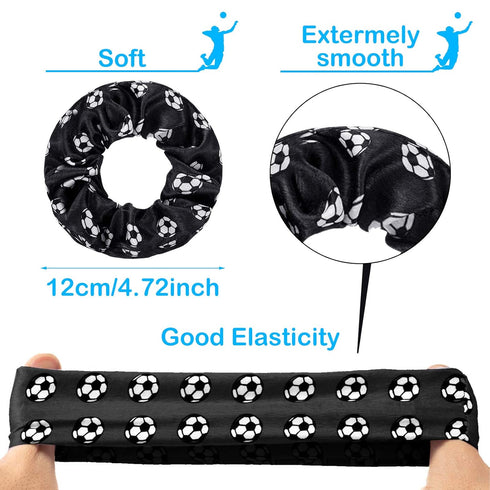 WILLBOND Soccer Hair Ties, 20 Pieces Satin Sport Scrunchies for Girls, Women, Player Team, Christmas (White, Black)