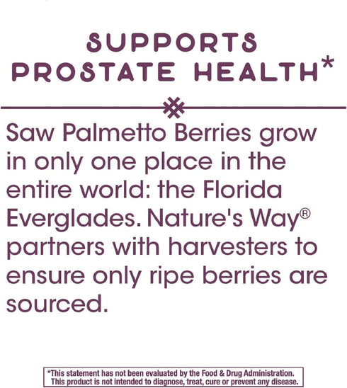 Nature's Way Premium Saw Palmetto Extract 160mg, Prostate Health Support* for Men, 120 Softgels