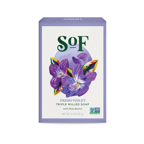 South of France Natural Body Care Triple Milled Large Bar Soap, 6OZ (Violet Bouquet, 1 Bar)