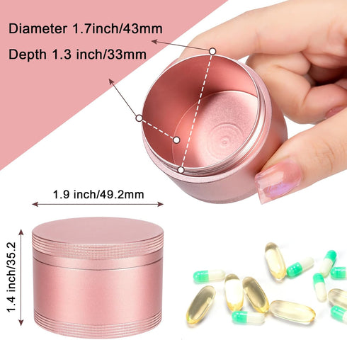 Pink Metal Pill Box Daily, Single Waterproof Travel Container for Purse, Cute Pill Holder Organizer, Big Size