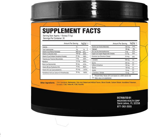Energy Drink Powder - Sugar-Free Energy Boost Drink Mix with Antioxidants - 30 Servings, 8 Ounces (Tropical Fusion)