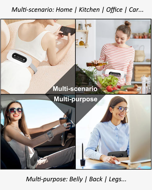 Electric Heating Pad - Portable Cordless Menstrual Heating Pad with 4 Heat Levels and 4 Massage Modes for Cramps
