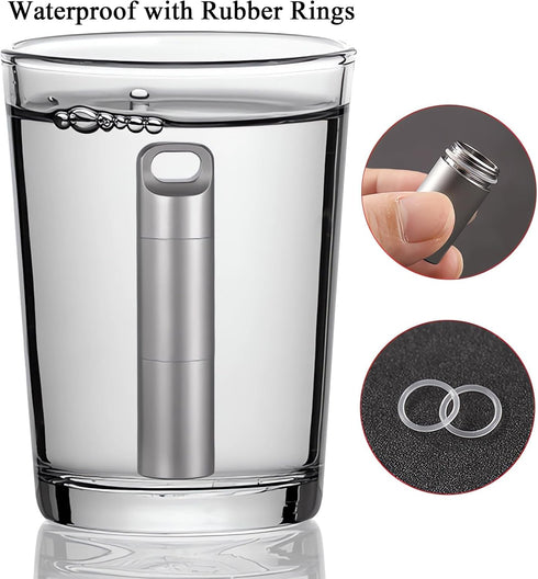 Small Keychain Pill Holder, 304 Stainless Steel Portable Organizer for Travel, Waterproof Pocket Container
