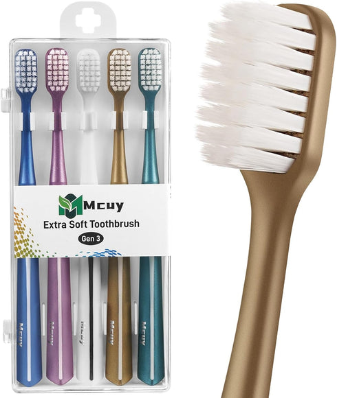 Mcuy GentleClean Pro Extra Soft Toothbrushes for Adults - Super Ultra Soft Bristles