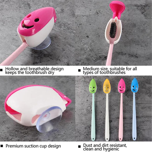 VADOO 6Pcs Toothbrush Head Cover Cap, Suction Cup Toothbrush Case, Portable Toothbrush Protector Holder