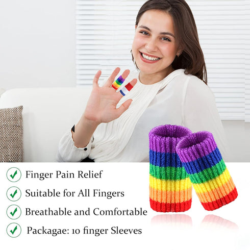 10Pcs Finger Compression Sleeves Support, Finger Sleeve Protectors Cots Thumb Brace for Trigger Finger Arthritis Swelling Basketball Sport, Breathable Elastic Pain Relief