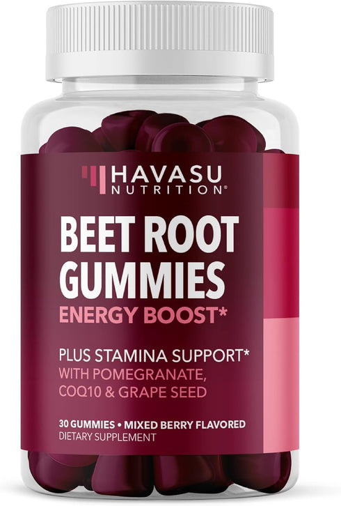 Beet Root Gummies with COQ10 Energy Supplement | 30 Vegan Gummies for Healthy Energy & Performance Support