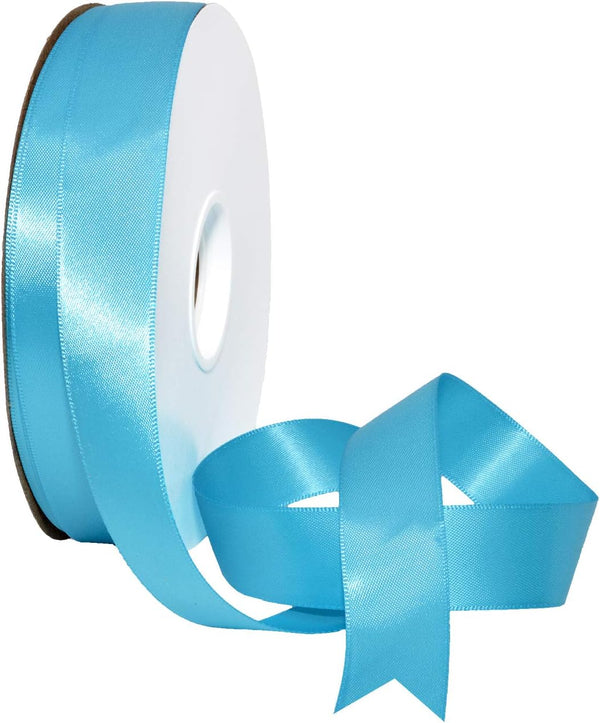 Morex Ribbon Double Face Satin Ribbon 7/8" X 50 YD Turquoise for Gift Wrapping, Birthday Gift Cards, Wedding Gifts