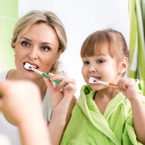 2 Pieces Autism Toothbrush, Three Bristle Travel Toothbrush for Complete Teeth and Gum-Care, Green, Blue