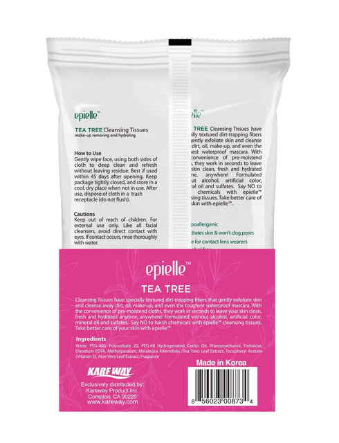 Vitamin C & Tea Tree Facial Wipes | 60 ct, 2-Pack | Refreshing & Soothing for Spa Days, Korean Skincare Gift Set