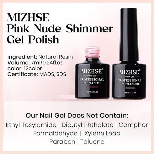 MIZHSE Jelly Gel Polish Set, 12 Colors Nude Translucent Spring Clear Pink Jelly Gel Nail Polish for Home Salon