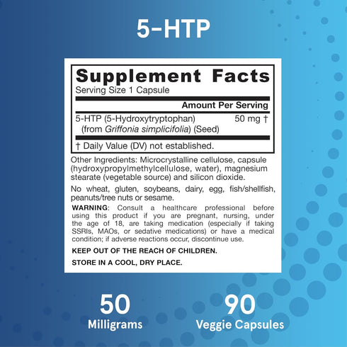 Jarrow Formulas 5-HTP, 90 Veggie Caps, Supports Melatonin Production & Serotonin Synthesis, Mental Health & Sleep