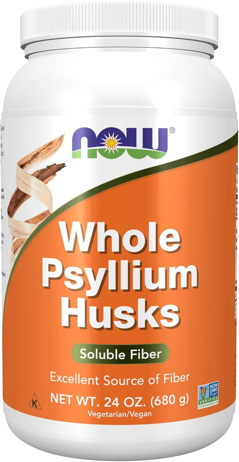 NOW Foods Whole Psyllium Husks, Non-GMO Project Verified, 24-Ounce