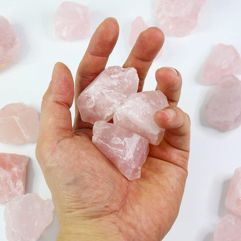 Rose Quartz Crystals, Raw Crystals Bulk, Tumbled Stones and Crystals, Rock Collection, Healing Crystals (1LB)